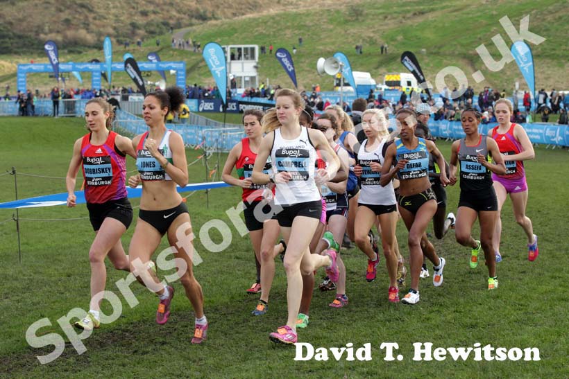 Start of the Internation Womens 3k BUPA Great Edinburgh Cross country.